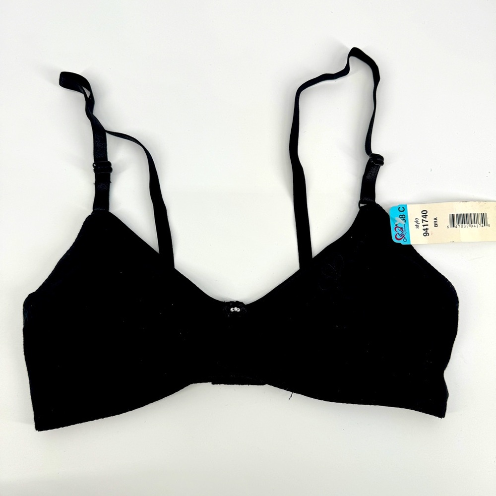 Vintage NEW Jolie intimate black cotton embroidered bra 38C